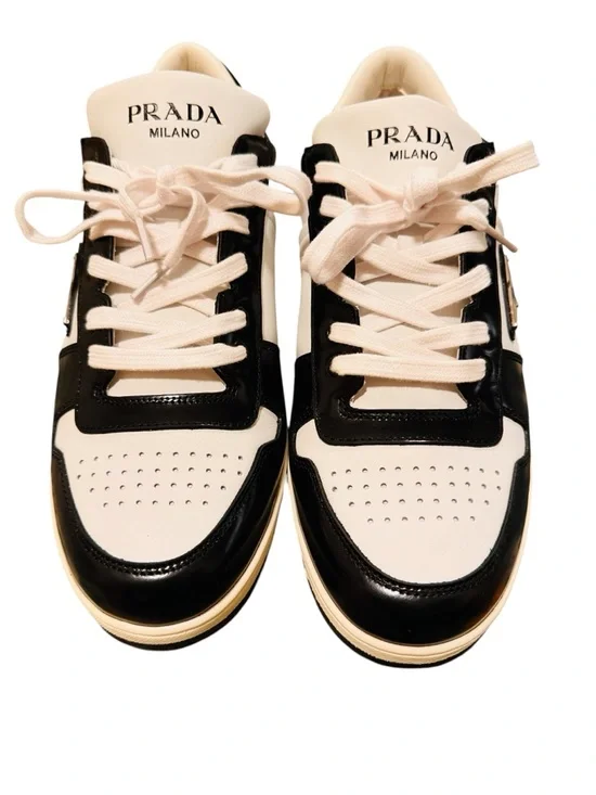 Prada Downtown Leather Sneakers - Picture 1 of 12